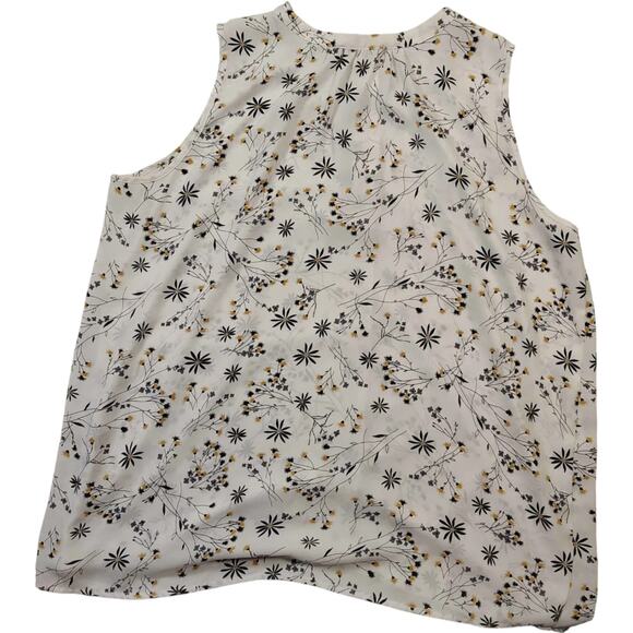 LOFT Women's White Floral Pearl Button Chiffon Sleeveless Blouse Size XL Petite - Picture 2 of 8